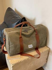 Unisex Retro Style Large Capacity Shoulder Messenger Bag - Durable Washed Canvas Casual Short-Distance Travel Handbag, Suitable For Sports, Yoga, Fitness, And Camping Storage Bag - Green - View 13