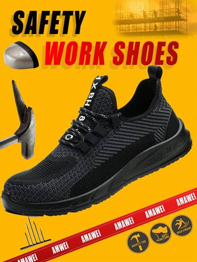 1 Pair Steel Toe Shoes Safety Shoes For Men Women,Mesh Upper Lightweight And Comfortable Non-Slip Breathable Wear-Resistant Fashion Safety Sneakers,Anti-Puncture Anti-Smash Cushion Sole Sports Work Shoes,Construction Site,Gardening,Warehouse,Daily Repairs Work Trainer Safety Trainer Work Sneakers Work Boots