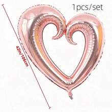 1pc 42-Inch Rose Gold Hooked Heart Shaped Balloon, Party Decoration Balloon, Large Creative Heart Balloon For Birthday, Graduation, Wedding Decor - Multicolor - View 3