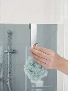 1pc Stainless Steel S-Shaped Shower Towel Bar, Suitable For Glass Door, Bathroom Bathrobe Hook,Towel Holder For Bathroom, Door Mount Towel Rack Towel Hooks For Bedroom Kitchen Pool Beach Towels Bathrobe Wall Mount Hang On The Door Cabinet Cupboard Metal Sandblasted
