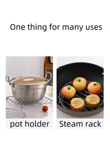 1 pièce Support épais en acier inoxydable pour casserole, tapis résistant à la chaleur, dessous de plat polyvalent pour la cuisine, grille vapeur, support pour bol et plat