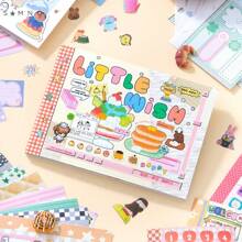 Xinmo Shuangpin M5 Sticker Book, New Highly Attractive Cute Cartoon Ins Style Notebook Decoration Material Sticker Book, Can Write Sticky Notes, Suitable For Girls DIY Graffiti Painting Educational Toy Sticker Book, School Supplies,Back To School