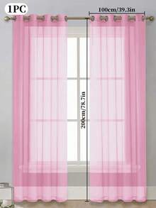 1pc Solid Color Transparent Voile Curtain, Lightweight Yet Drapes Well, Semi-Sheer, Works For Balcony, Bedroom, Living Room Decor & Window Partition - 39"W X 79"L(100x200cm) - View 8