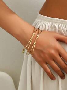 1 pieza Brazalete de oro de apertura de brazo, joyería de manguito para el brazo superior, brazalete de manguito para mujeres y niñas