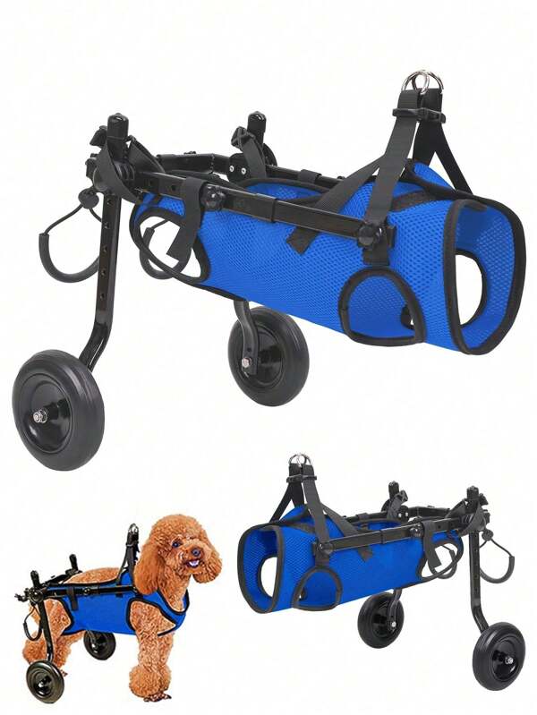 Conjunto de arnês para cadeira de rodas para cães, 1 peça, auxílio de mobilidade ajustável para animais de estimação com deficiência nas patas traseiras, adequado para animais de estimação pequenos como poodle, pelúcia, adequado para animais de estimação de 2 a 9 kg com deficiência nas patas traseiras, cães idosos com paralisia, recuperação de lesões