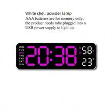 9-Inch Large Display Digital Wall Clock, With Temperature/DST/Auto Dimming/Humidity/Alarm, 12/24 Hour Format, Silent Operation, Suitable For Living Room Decor, Powered By Adapter (Battery For Memory Only, Not Included), Great For Birthday, Graduation, Bedroom, Dorm, Back To School, Campus Decor, Surprise Gift, Home Decor, Study Supplies - Multicolor - View 20