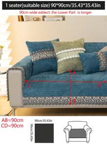 1pc All Season Universal Sofa Seat Cushion Cover, Modern Minimalist Non-Slip Fabric Sofa Throw Pillow Slipcover, Removable Machine Washable, Fits L-Shaped Chaise And 1-4 Seater Sofa