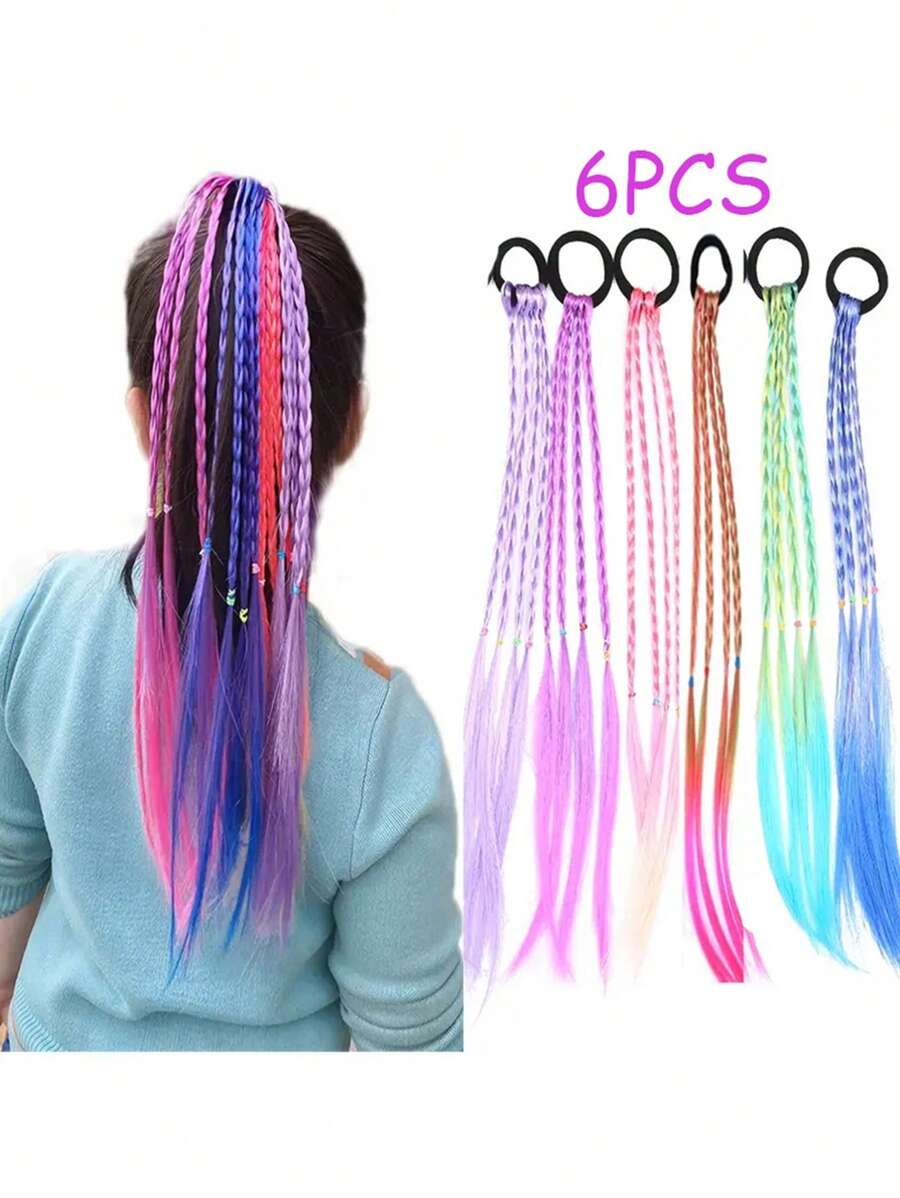 Set de 6 coleteros de pelo con efecto ombré de varios tamaños, versátiles y casuales, aptos para uso diario