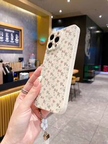 1 件白色 TPU 花卉图案防震手机壳和 1 件白色滴胶水钻花朵挂绳，兼容 /Android 智能手机，例如 17 Pro Max、A14、A54、A52、A31 4G、A23、Redmi Note 8 Pro、Note 11 Pro 4G、Note 12 4G、OPPO A54 - 彩色 - 查看 3