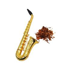 1pc Creative Mini Portable Metal Saxophone Smoke Pipe, Tobacco Herb Smoking Pipes, Cigarette Accessories Filters With Mesh - Multicolor - View 3