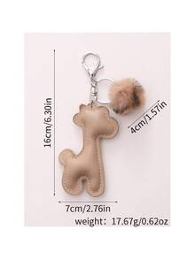 1 chiếc móc khóa hình hươu cao cổ bằng da PU dễ thương mới có gắn tua rua trang trí, phù hợp cho cả nam và nữ, có thể dùng làm quà tặng - Nhiều màu - Xem 3