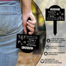 4-Season Gift In Memory Of Husband, Black Acrylic Garden Stake - Waterproof Condolence Plaque With Butterfly & Floral Design, Durable Outdoor Gravesite Decor For Patio, Lawn Or Garden, Suitable For Easter Or Year-Round Tribute, Husband Tribute | Elegant Sentiment | Waterproof Plaque, Memorial Keepsake