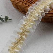 1/5 码多色双层弹性蕾丝花边 - DIY 手工艺品、服装、头带和连衣裙边缘褶边带 - 多功能缝纫配件，色彩鲜艳 - 彩色 - 查看 9
