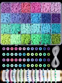 Set de manualidades para hacer pulseras con cuentas de arcilla, incluye 4800 cuentas de arcilla polimérica tipo "preppy" con encantos para hacer joyas, manualidades DIY de cumpleaños