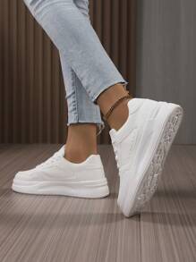 scarpe sportive casual con lacci da donna, punta tonda, traspirante, lacci bassi, scarpe da skate casual, versatili, leggere, stile campus, scarpe sportive