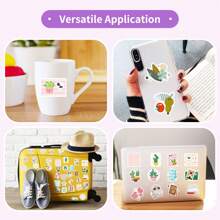 50 piezas de Pegatinas decorativas con estampado floral y vegetal, pegatinas impermeables de PP coloridas adecuadas para botellas de agua, patinetas, portátiles, diarios DIY, equipaje, recompensas en el aula, actividades padres-hijos