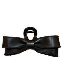 1pc Women's Black Leather Bow Clip, Minimalist High-End Hair Accessory Hair Clip For Bun, Claw Clip Summer