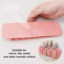 Dispositivo di stoccaggio multiuso in silicone per scarico, con ventosa da parete. Portaspazzolini e porta pennelli trucco in silicone, portaoggetti e rastrelliera per asciugatura, per bagno. Adatto per superfici lisce come specchi, piastrelle, metallo e altro.