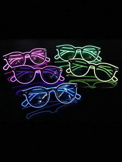 1 paio di occhiali rotondi futuristici a LED lampeggianti, occhiali con stile di illuminazione tecnologica cool per rave, festival, discoteche, feste di compleanno, eventi di celebrazione