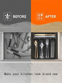 1pc Plastic Cutlery Organizer Box, Compartmentalized For Spoons, Forks, Knives, Chopsticks, Kitchen Cabinet Utensil Storage Box, Drawer Tray Organizer, Suitable For Kitchen, Drawers, Tabletops, Etc., Back To School Supplies - Cutlery Storage Box - View 5
