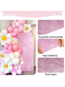 1 pieza Cubierta de arco de poliéster texturizada color rosa, para soporte de fondo en forma de arco, adecuada para cumpleaños, ceremonias, bodas, fiestas de graduación, decoración de eventos, rosa y negro