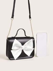 1pc Cute & Elegant Small Square Bow Handbag, Versatile Shoulder Bag For Girl - Handbag - View 6