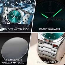 1pc Men's Watches Real POEDAGAR Brand 50M Waterproof Precision Japan Imported Quartz Movement Clock Birthday Gifts For Men Rust-Proof Silver 316 Stainless Steel Strap English Calendar Function Luminous Hands Business Father's Day Memorial Gift For Husband Back To School Essentials