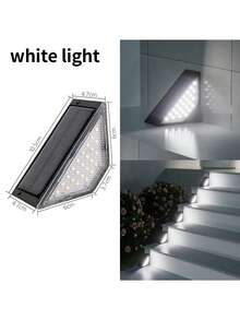 太阳能台阶灯，暖白太阳能楼梯灯，太阳能户外照明，从黄昏到黎明亮起，适用于花园台阶、甲板、门廊、庭院 - 黑色 - 查看 11