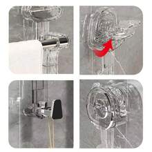 1 pieza Barra doble para toallas de baño de 40cm montada en la pared de acero inoxidable con ventosa, estantes ajustables para toallas para el hogar y el baño