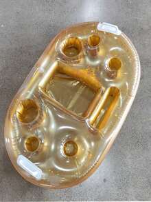 1pc Inflatable Drink Holder Cup Tray Cooler Ice Bucket For Beach, Pool, Party Game, Multi-Hole Cup Stand, Beach Essentials, Beach Accessories, Pool Float - Multicolor - View 6