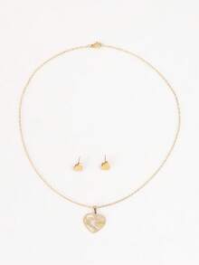 1 套 3 件不锈钢“爱妈妈”吊坠项链，休闲时尚，适合母亲节礼物（不含盒子） - 金色 - 查看 7