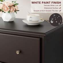 White Dresser, 4 Drawer Dressers Chest Of Drawers, Modern Tall Dresser, Wood Drawer Chest Storage Cabinet For Living Room, Hallway, Entryway, Home Office, Ivory White - 深棕色 - 查看 7