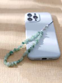 1pc Natural Stone Fragment Mobile Phone Chain, Fashion Beaded Moonstone, Onyx, Crystal Mobile Phone Lanyard