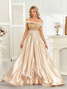 hezixi Elegant Sexy Detailed Sequin Backless Halter Tank Top, Suitable For Wedding, Birthday Party, Formal Dinner, Music Festival, Wedding Guest, Bachelorette Party, Stage/Concert, Summer/Fall - Champagne - View 2