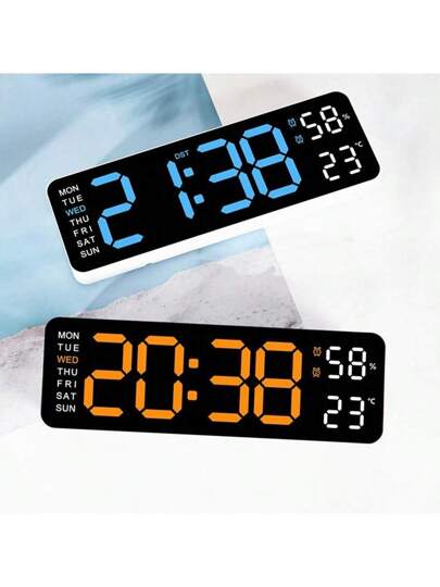 Large Display Digital Wand Clock, Inch LED Klok Living Room ation, Temperature/DST/Automatic Dimming/Humidity/Alarm 12/24 Hour, Silent Everyone,Plug In The Battery Is Just Memory Function (No Adapter) Birthday Graduation Bedroom Dormitory Back To School Surprise Home Supplies view 9
