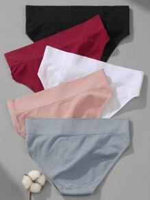 VKME Set da 5 Pezzi Slip Intimi Color Tinta Unita, Ad Alta Elasticità e Senza Cuciture