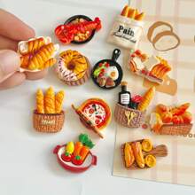 12 Pieces Of Delicious Food-Themed Fridge Magnets, Creative Decorative Magnetic Stickers For Kitchen, Home, Office And Whiteboard, Various Miniature Food Models Of Fake Bread, Pizza And Pastries For Fridge And DIY Handicrafts.