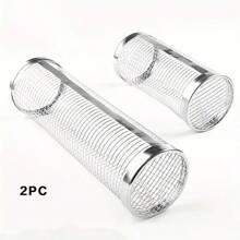 2pcs Barbecue Basket Round Barbecue Cage, Outdoor BBQ Smoker Drum Portable Rotary Barbecue Net