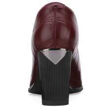 TDD Leather Ankle Boots For Women Chunky Block Pointed Toe Extra Wide Booties Botas Para Mujer High Heels Dress Warm Lined Classic Ladies Comfortable Dressy 3 Inch Boot