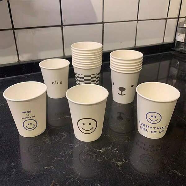 Vasos de papel desechables, gruesos, para uso doméstico, oficina, comercial, publicidad, estilo minimalista, apropiados para la temporada de graduación y suministros para fiestas