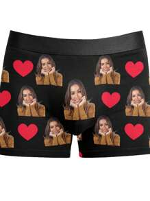 Customized Boxer Briefs For Boyfriend, Husband, Or Him – Personalized Men's Underwear With Heart Design – Funny, Cute, And Adorable Custom Boxer Shorts In Size XS-3XL – Unique Valentine's Day, Birthday, Anniversary, Or Holiday Gift