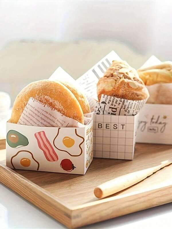 10pcs Korean Style Thick Egg Sandwich, Fried Egg Toast Packaging Boxes, Disposable Hamburger Boxes