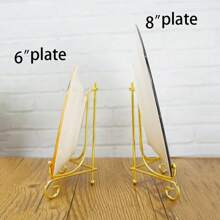 1pc Gold Iron Display Stand, Gold Iron Easel Plate Display Photo Holder Stand, Displays Picture Frames, Cookbooks, Decorative Plates, Tablets And Art