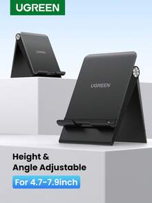 UGREEN Mobile Phone Holder Stand Adjustable Height Compatible With Realme Adjustable Foldable Phone Holder Compatible With IPhone, Android Phone, Gift For Birthday, Family, Friends Phone Stand, Phone Accessories - Black - View 1