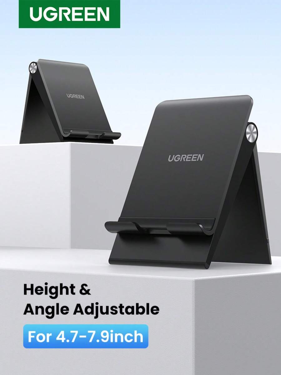 UGREEN Mobile Phone Holder Stand Adjustable Height Compatible With Realme Adjustable Foldable Phone Holder Compatible With IPhone, Android Phone, Gift For Birthday, Family, Friends Phone Stand, Phone Accessories - Black - View 1