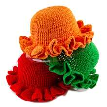 1pc Women Handmade Crochet Ruffle Brim Bucket Hat, Novelty Casual Floppy Cloche Hat - Solid Color - View 10