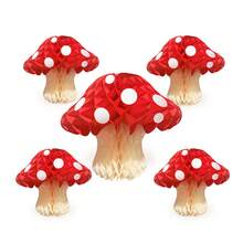 1 件小蘑菇形纸蜂窝球森林/丛林主题派对装饰、淋浴/婚礼/生日派对挂饰、教室/花园桌子中心装饰、返校情人节 - 紅色 - 查看 7