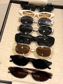 8pcs Women's Geometric Full Frame Solid Color Retro Y2K Fashion Eyeglasses, Portable Daily Design, Suitable For Beach Party, Street Photography, Outings, Summer Beach Vacation, Outdoor Travel And Other Occasions - 8 chiếc Màu 3 - Xem 13