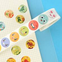 500 pezzi/rotolo di adesivi rotondi carini a cartone animato, etichette adesive per scrapbooking, forniture scolastiche, ritorno a scuola