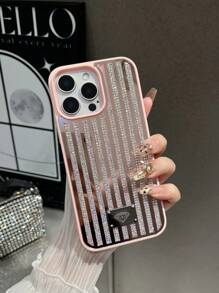 1pc Multicolor Mirror Rhinestone Inlaid Chain Design Cell Phone Case With Skin-Friendly & Comfortable Feel, Applicable For IPhone 16